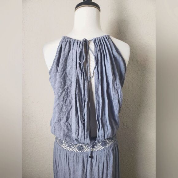 Michelle Jonas Hippie Gauze Maxi Dress Gray Size M New - Picture 11 of 14